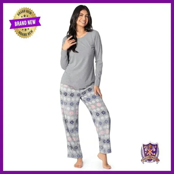 Soft Jersey Crewneck & Fleece Pant Sleep Set - Cozy Two-Piece Pajamas